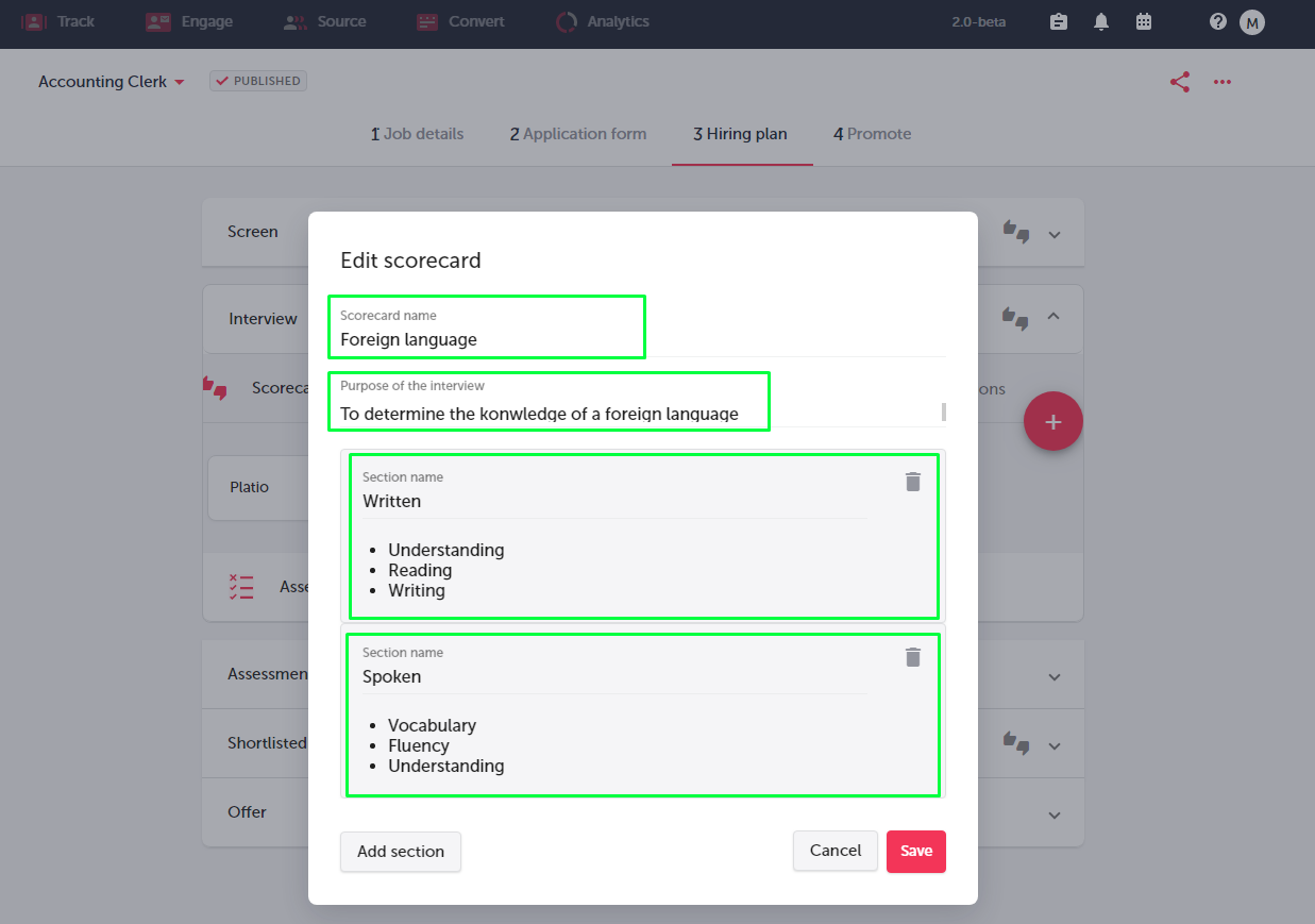 Edit Scorecards in TalentLyft